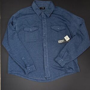 Lazer Men's Blue Button-Up Chest Pocket Shirt